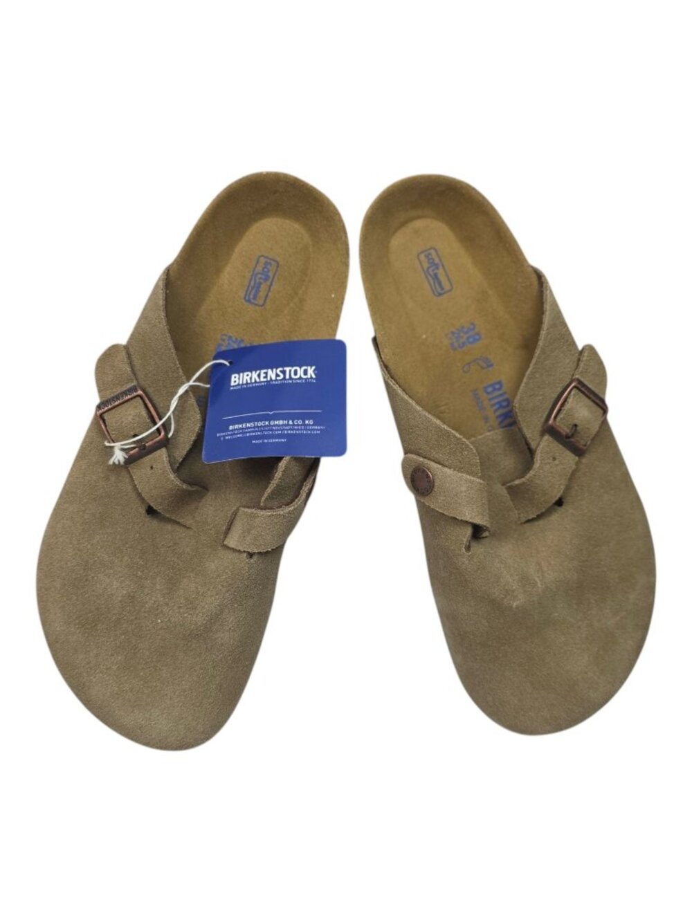 Birkenstock Taupe Suede Boston Clogs With Adjustable Strap Size US 7 EU 38